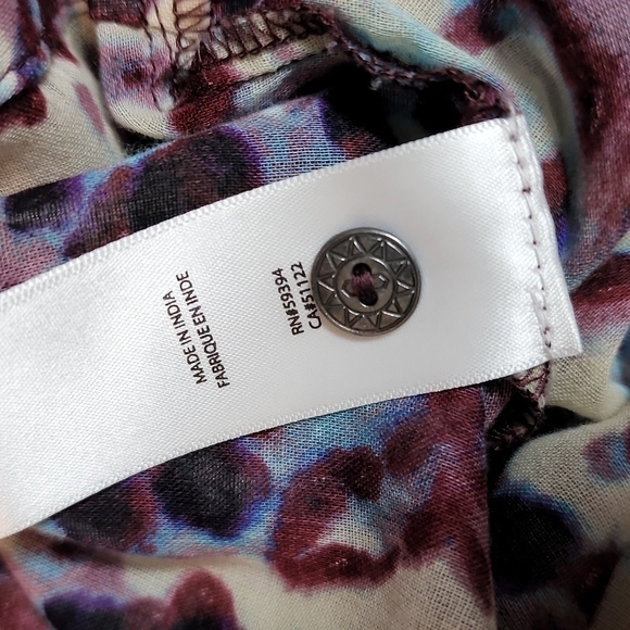 Beachlunchlounge Button Down Long Sleeve Sheer Cotton Peasant Blouse - Picture 8 of 8